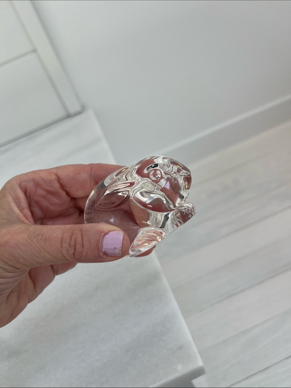 Steuben Signed Glass Crystal Bunny Hand Palm Cooler Collectible Figurine - Picture 10 of 11